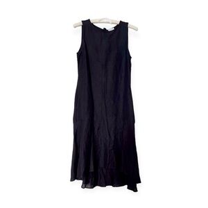Tommy Bahama Black Sleeveless Linen A-Line Sleeveless Flowy Midi Dress - Sz S